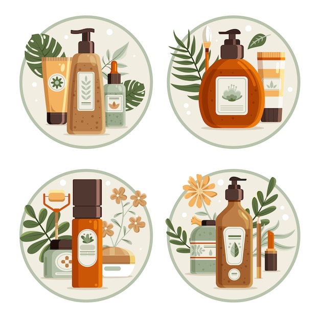 Natural cosmetics set in flat design