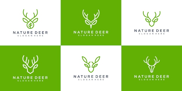 Collezione di design con logo di cervo naturale testa di cervo animale selvatico