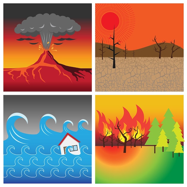 Vector natural disaster bencana alam indonesia set vector design