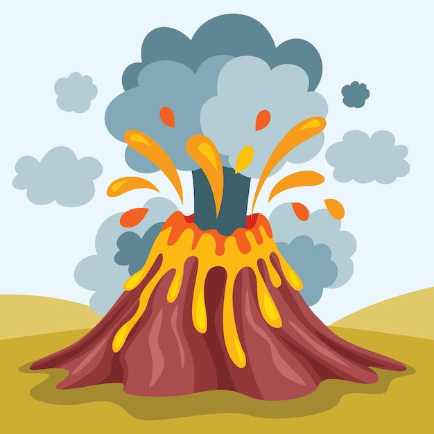 Vector natural disaster catastrophe volcano