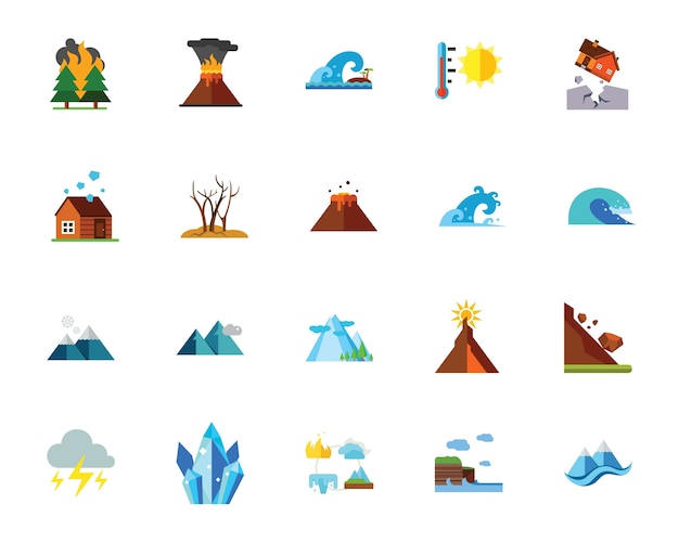 Natural disaster icon set