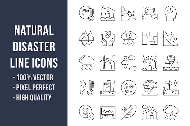 Natural Disaster Line Icons