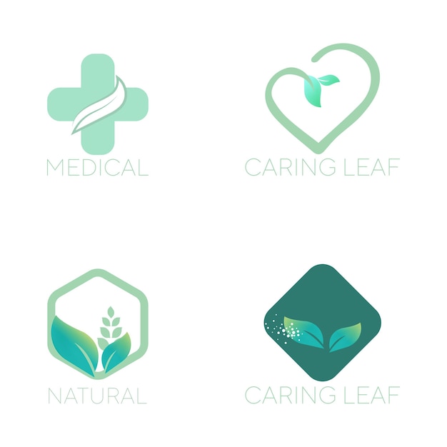 Vector natural ecology leaf logo template set.