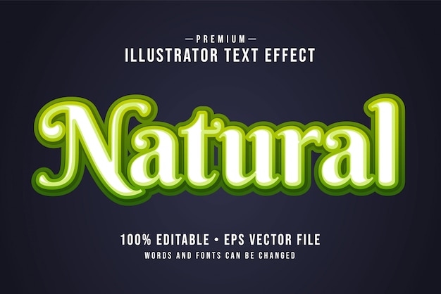 ベクトル 自然な編集可能な3dテキスト効果または明るい緑のグラデーションのグラフィックスタイル