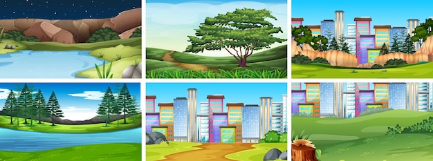 Vector natural environment lanscape scene