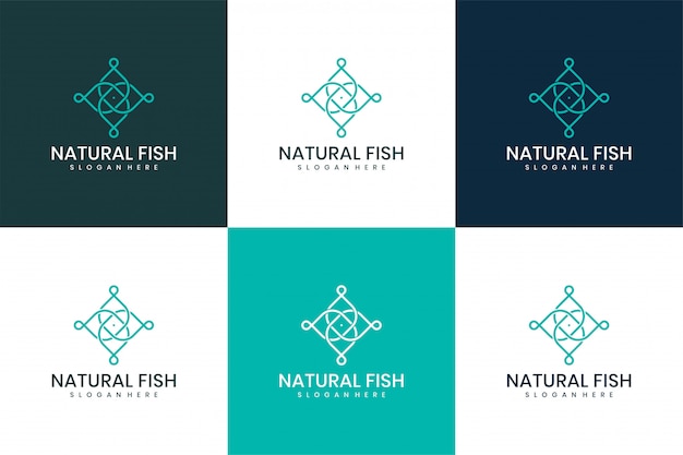 Pesce naturale logo disegno vettoriale.