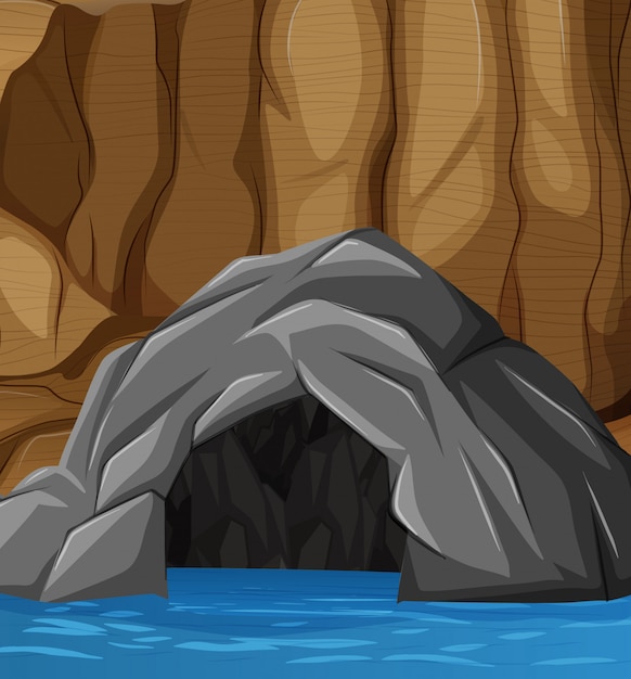 Vector natural flooded cave entrance