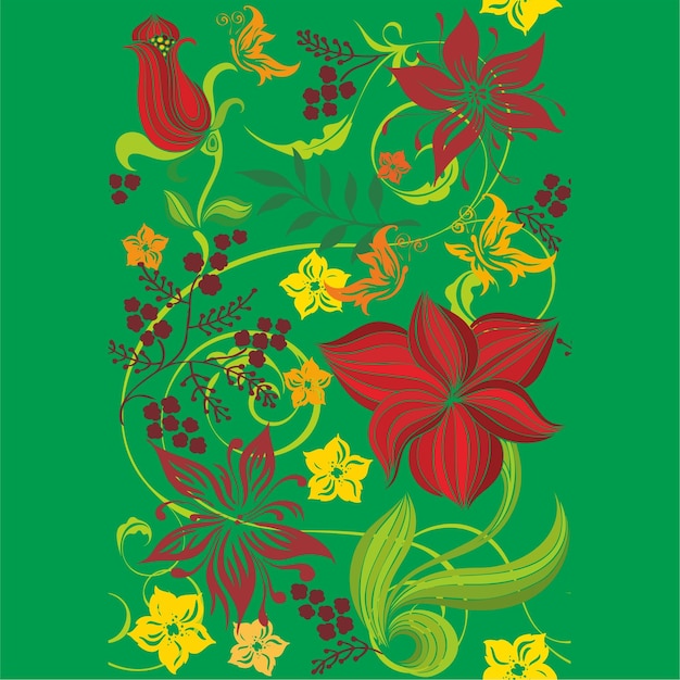 Vector natural flower on green background