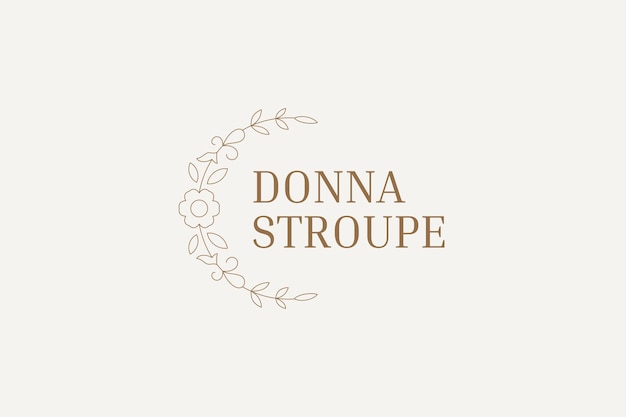 Natural flower wreath outline minimalist logo for beauty salon design template vector