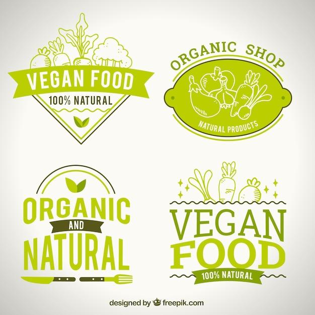 Logotipi cibo naturale per ristorante vegan