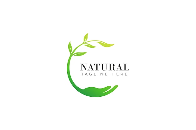 Natural Fresh Plant with Hand Abstract Logo