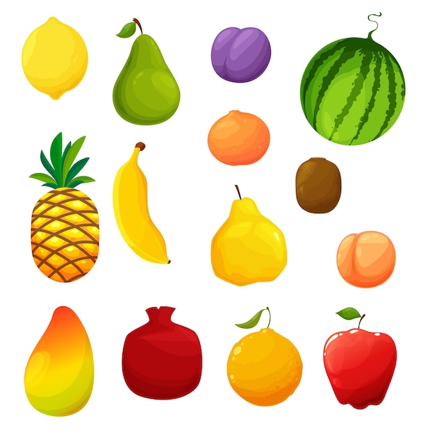 Vector natural fruits set