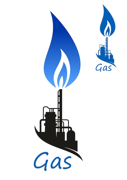 Vector natural gas flame and industrial factory