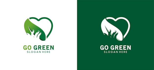 Natural go green love logo creative modern design template