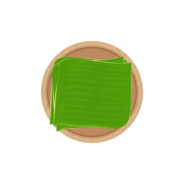 Natural Green Banana Leaf Plate Illustration Logo