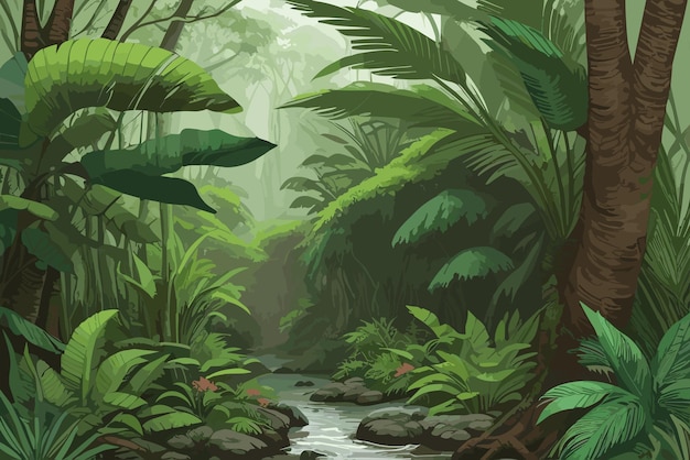 Natural green beautiful tropical forest nature landscape background