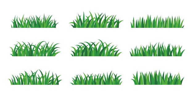 Natural green grass bushes decorate environmental ecology cartoon scene