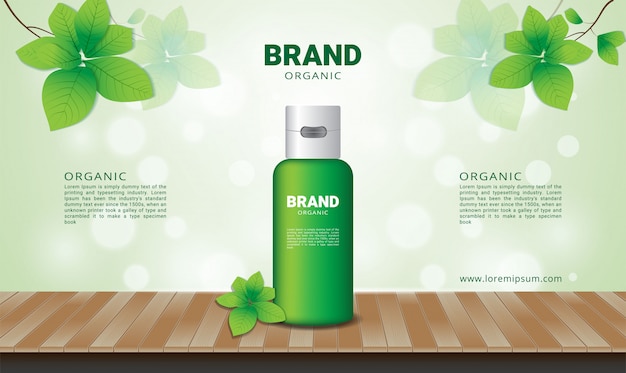 Natural green leaf background for organic cosmetic