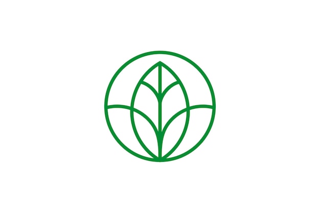 Natural green leaf simple logo in circle shape