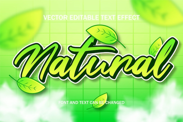 Tipografia foglia verde naturale lettering banner di sfondo del modello di stile del carattere effetto testo modificabile