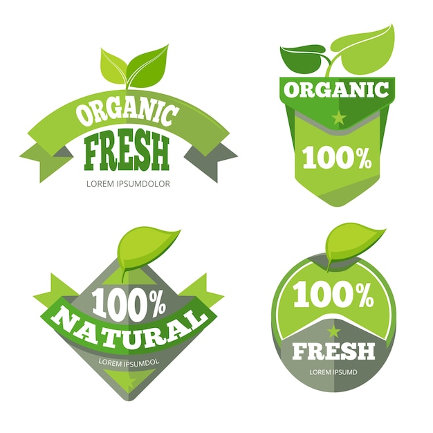 Natural green organic eco labels set