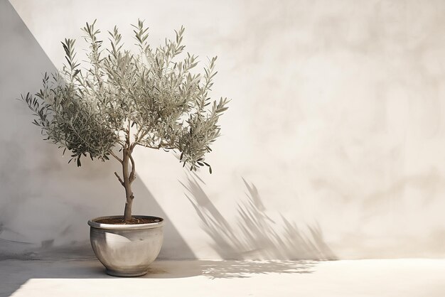 Vector natural green ornamental plants in a white pot on a wooden table and in a white background