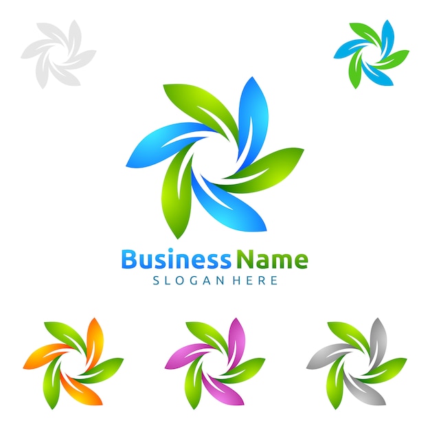 Natural green tree logo with ecology leaf concept