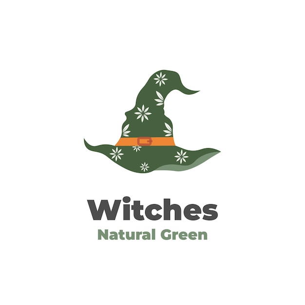 Natural Green Witch Hat Illustration Logo