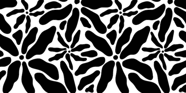 葉の枝と花の自然な手描きのパターンデザイン