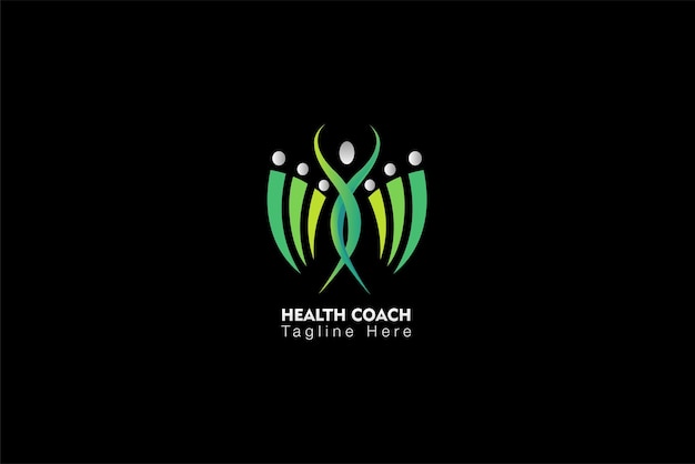 Vector natural health coach, instructor green logo design template