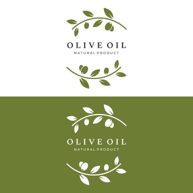 Дизайн логотипа натуральных травяных оливок и масла с оливковой ветвью Логотип для бизнес-брендинга фитотерапии и спа