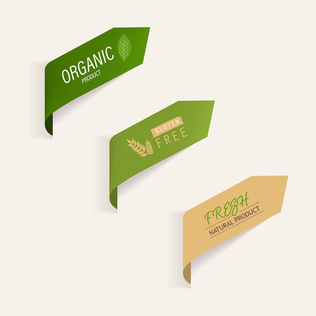 Natural label and organic banner green color