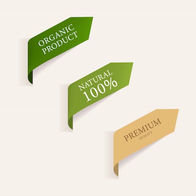 Vector natural label and organic green banner.