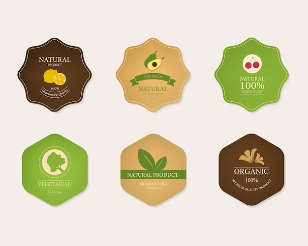 natural label and organic label green color and badge.