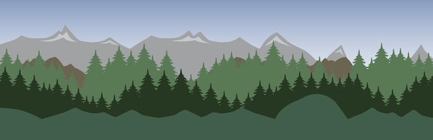 Natural landscape Background illustration of a beautiful mountain landscape with green forest