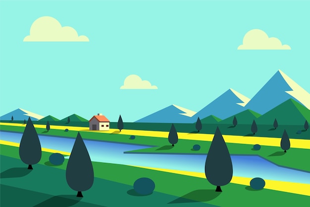 Vector natural landscape - background for video conferencing