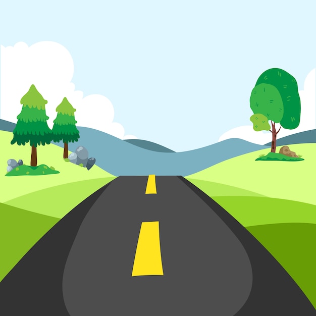 Vector natural landscape. cartoon illustration style.