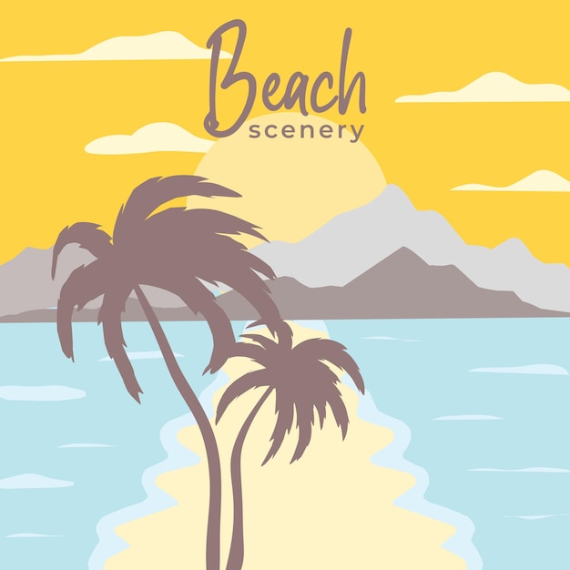 Vector natural landscape illustration design in the form of a beach