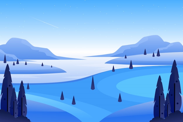 Natural landscape with pine tree and mountain landscape