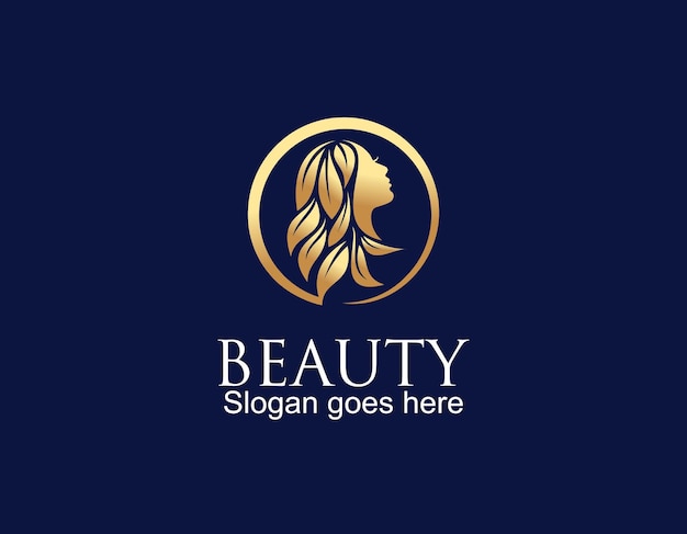 Vector natural leaf beauty woman face logo design