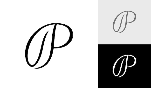 Natural leaf logo design with letter P initial monogram