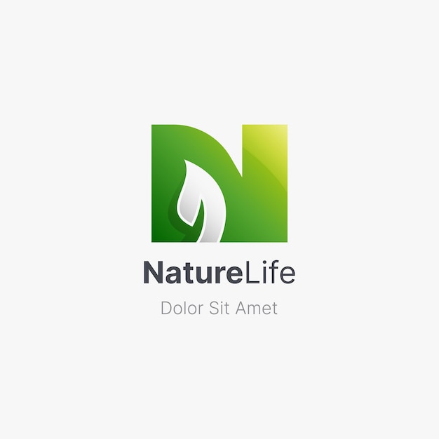 Foglia naturale con logo lettera n