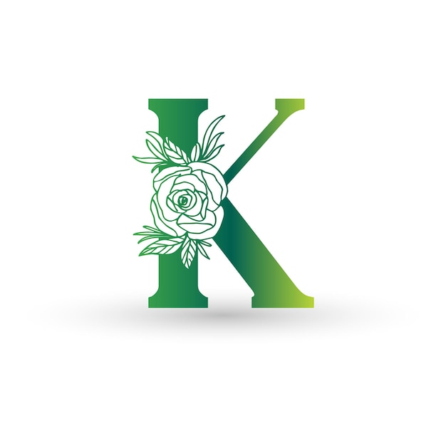 Шаблон дизайна стиля градиента естественной буквы K для брендинга корпоративной идентичности