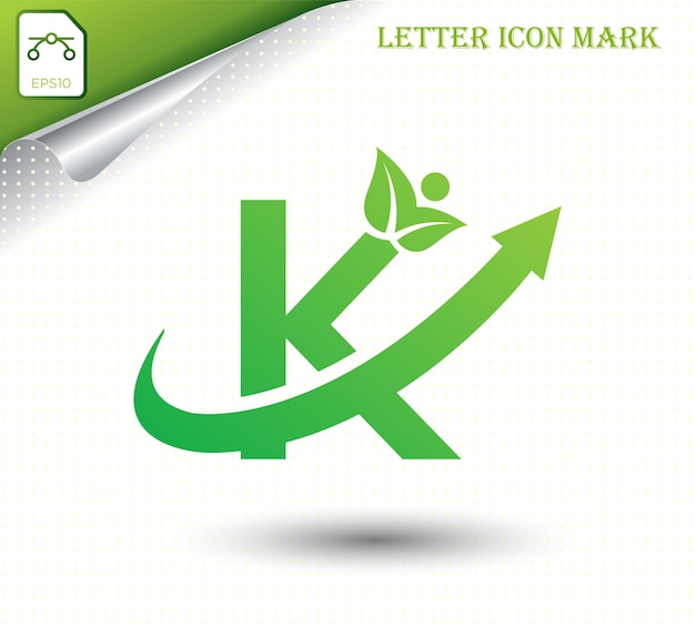 Vector natural letter k with eco logo design template