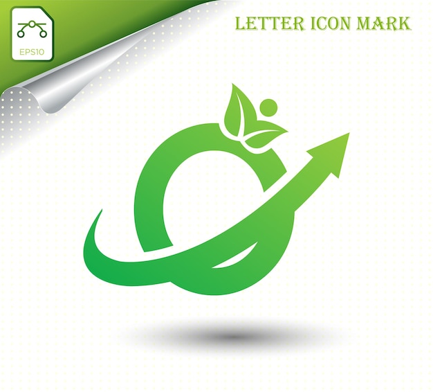 Natural letter O with eco logo design template