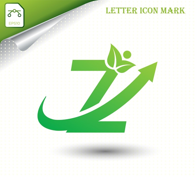 Вектор Натуральная буква z с эко-шаблоном логотипа