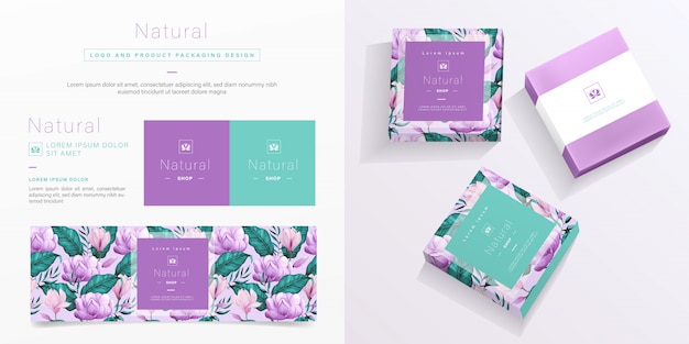 Vector natural logo and packaging template.