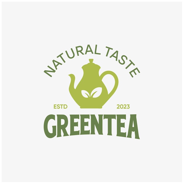 Vettore modello di progettazione del logo del tè matcha naturale