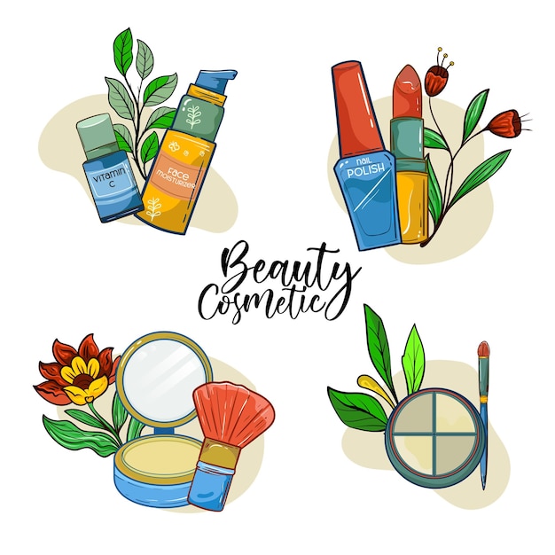 natural organic cosmetic products in bottles skincare Flat lay photography of skincare products