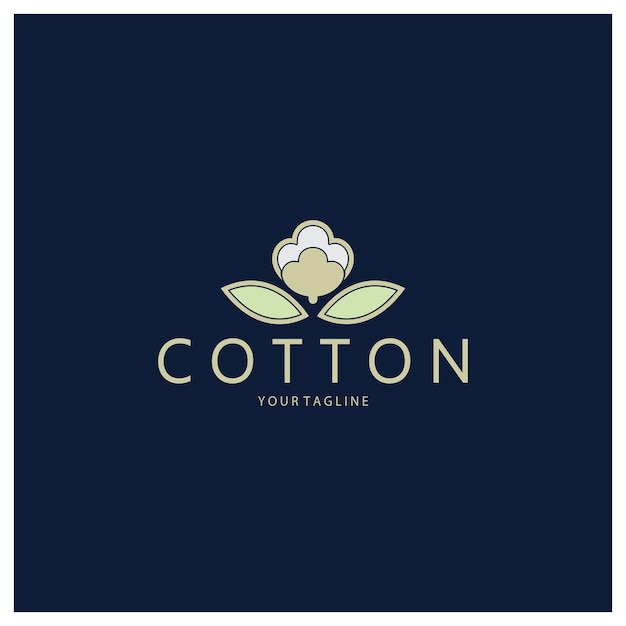 Vettore logo della pianta di fiori di cotone naturale per le piantagioni di cotone industrie commercio tessile abbigliamento